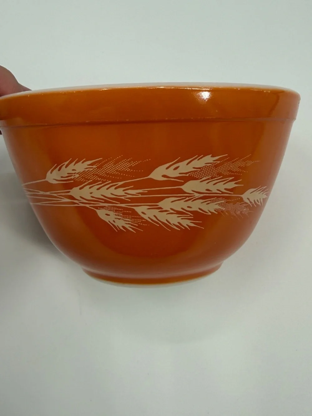 Vintage Pyrex Autumn Harvest Wheat Stalk Nesting Mixing Bowls Set 3 Rust Orange